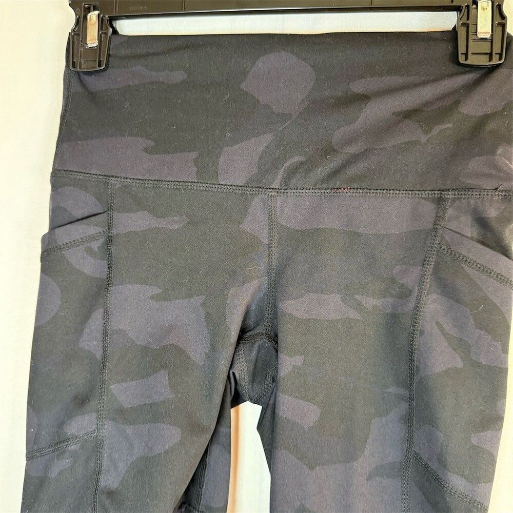 Yogalicious Biker Shorts Womens Size XS Black Camo High-Rise Side Pockets - Picture 1 of 7